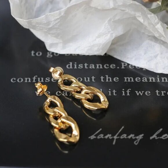 14K Gold Filled Chain Link Earrings - Picture 5 of 5